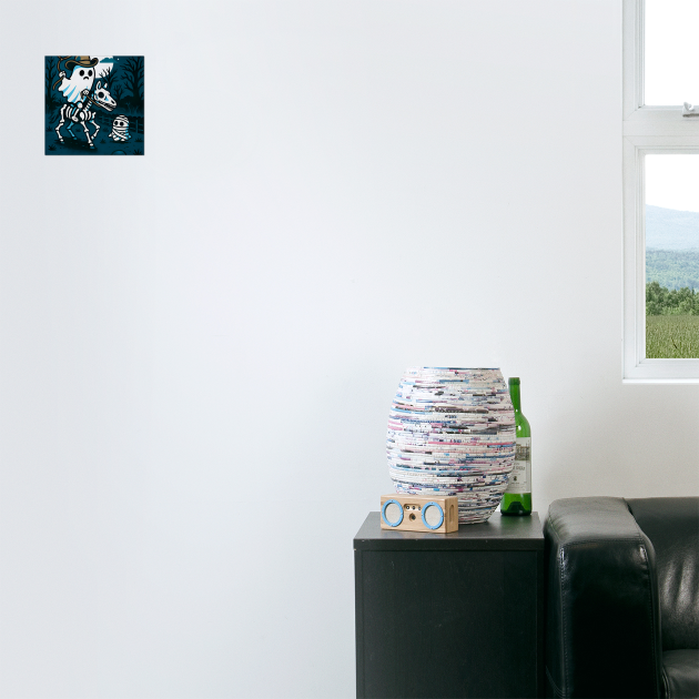 Ghost Cowboy and Skeleton Horse – Cute Spooky Western Halloween Art by DonWillisJrArt